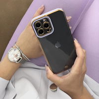 iPhone 13 Pro Max juodas silikoninis dėklas su auksiniu rėmeliu
