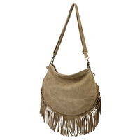 👜 Smėlio spalvos zomšinė rankinė su kutais Luka (GG58155)