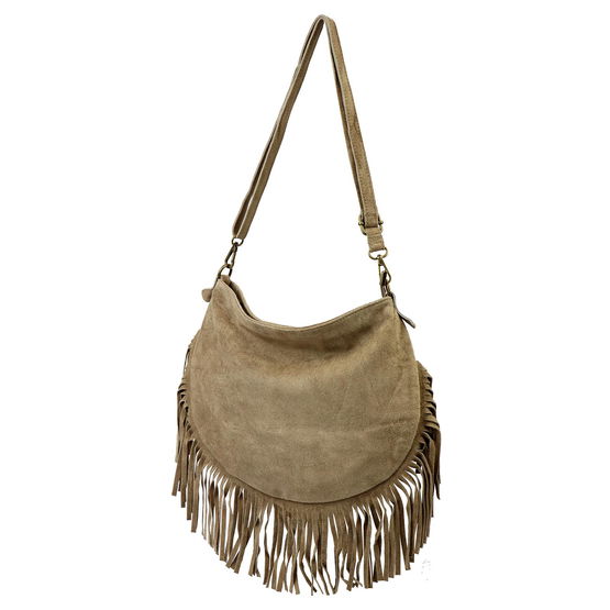 👜 Smėlio spalvos zomšinė rankinė su kutais Luka (GG58155)