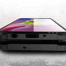 Tvirtas mėlynas dėklas Samsung Galaxy M51 su apsauginiu rėmeliu