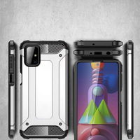 Tvirtas mėlynas dėklas Samsung Galaxy M51 su apsauginiu rėmeliu