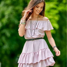 Suknelė alyvinė su raukiniais vasarai Roco Fashion