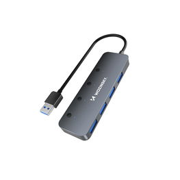 USB šakotuvas pilkas su 4 jungtimis ir jungikliais Wozinsky