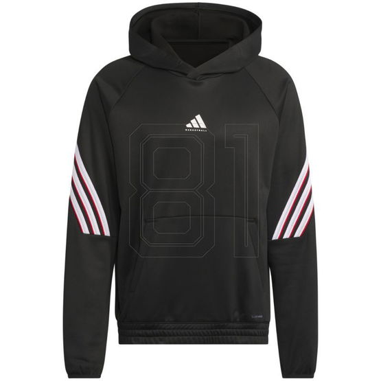 Vyriškas juodas krepšinio džemperis su gobtuvu adidas Warm
