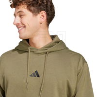 Vyriškas džemperis su gobtuvu alyvuogių spalvos iš fliso kasdienai adidas