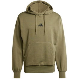 Vyriškas džemperis su gobtuvu alyvuogių spalvos iš fliso kasdienai adidas
