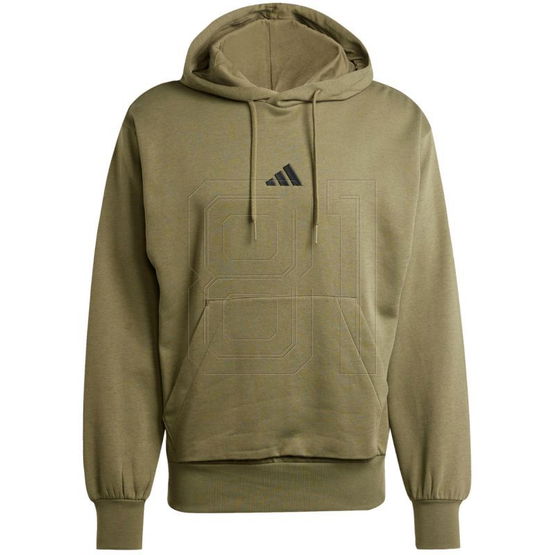 Vyriškas džemperis su gobtuvu alyvuogių spalvos iš fliso kasdienai adidas