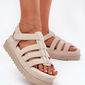 Bateliai smėlio spalvos platforminiai sandalai su lipduku Step in Style (LKK215718)