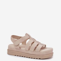 Bateliai smėlio spalvos platforminiai sandalai su lipduku Step in Style