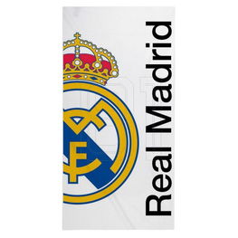 Paplūdimio rankšluostis baltas 90x180 cm su Real Madrid logotipu