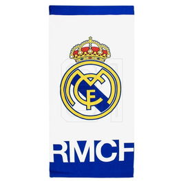 Rankšluostis baltas su logotipu paplūdimiui 70x140 cm Real Madrid