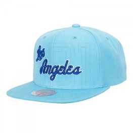 Kepurė su snapeliu šviesiai mėlyna Los Angeles Lakers Mitchell & Ness