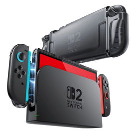 Dėklas žaidimų konsolei skaidrus juodas apsauginis Nintendo Switch 2 Supcase