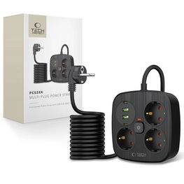 Maitinimo juosta su 3 lizdais, USB-A ir USB-C, 2 m, juoda,