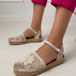 Espadrilės smėlio spalvos ažūrinės su platforma Santos (PHT65067)