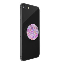 Telefono laikiklis su rožiniu blizgiu undinėlės raštu Popsockets