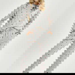 Pižama moterims pilka su vyšnių raštu medvilninė Adele 3430