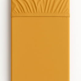 Paklodė su guma medvilninė geltonai ruda 120x60 cm kūdikiui