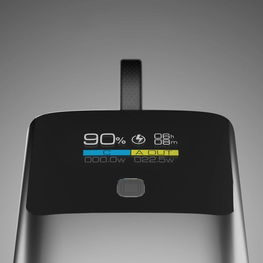 Išorinė baterija pilka su LCD ekranu ir USB-C laidu 10000mAh SBS