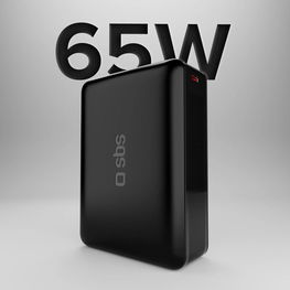 Išorinė baterija juoda 20000mAh 65W su USB-C ir USB-A SBS