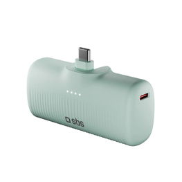 Išorinė baterija žalia su USB-C jungtimi 5000 mAh SBS