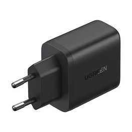 Įkroviklis juodas 20W su USB-A ir USB-C lizdais kelionėms