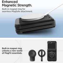Dėklas telefonui juodas su MagSafe žiedu Samsung Galaxy Z Flip 6/7 Spigen