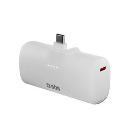 Išorinė baterija balta su USB-C jungtimi 5000 mAh 10W SBS
