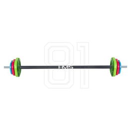 Svorinė štanga su spalvotais diskais kūno pumpavimui 20 kg HMS