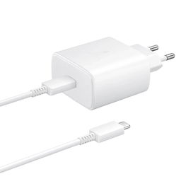 Sieninis įkroviklis su USB-C laidu 45W greitam įkrovimui, baltas, Samsung