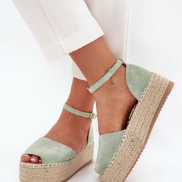 Platforminės espadrilės mėtų spalvos su pynimu Selise