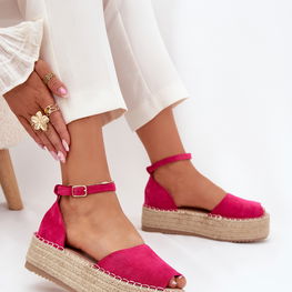 Platforminės fuksijų spalvos espadrilės su pynimu Selise