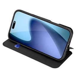 Dėklas telefonui juodas su atvartu ir kortelių skyreliu iPhone 17 Air