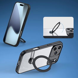 Dėklas telefonui juodas su magnetiniu žiedu ir atrama iPhone 17 Pro Aimo