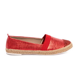 Espadrilės raudonos su blizgia gija kasdienai (POL87155)