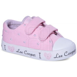 Vaikiški rožiniai laisvalaikio bateliai su lipdukais Lee Cooper