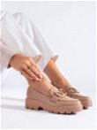 moteriški batai iš smėlio spalvos eko odos