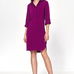 Dress Purpurowa sukienka oversize z podwijanym rękawem S226 Purpura - Nife