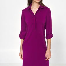 Dress Purpurowa sukienka oversize z podwijanym rękawem S226 Purpura - Nife