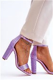 Moteriškos aukštakulnės basutės su cirkoniais violetinės