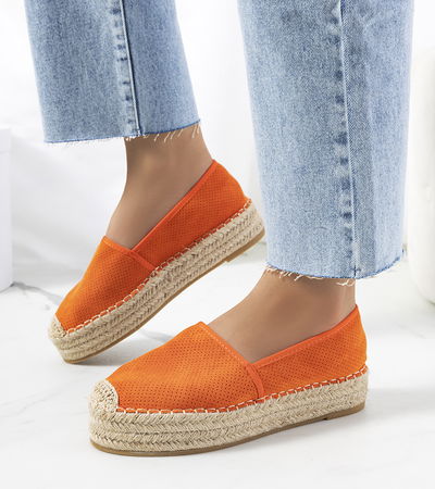 oranžinės ažūrinės espadrilės