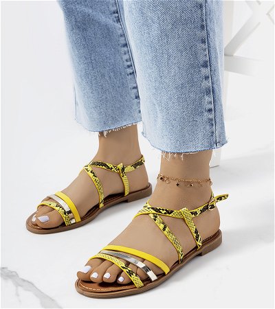 Geltoni moteriški sandalai Reeta