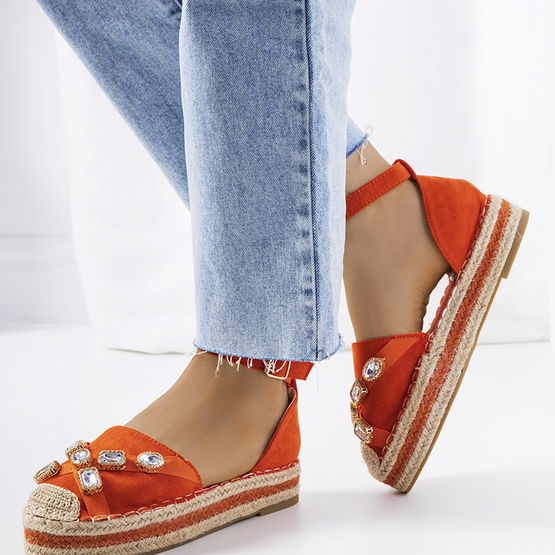 Oranžinės espadrilės su cirkonais (GRM16562)