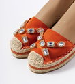 Oranžinės espadrilės su cirkonais