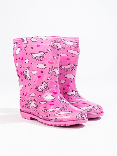 Mergaitiški guminiai batai rožiniu raštu