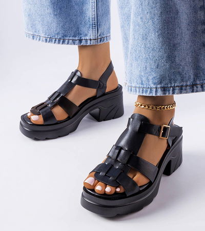 Sunset Black Block Heel Basutės