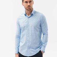 Vyriški elegantiški marškiniai ilgomis rankovėmis - šviesiai mėlyni