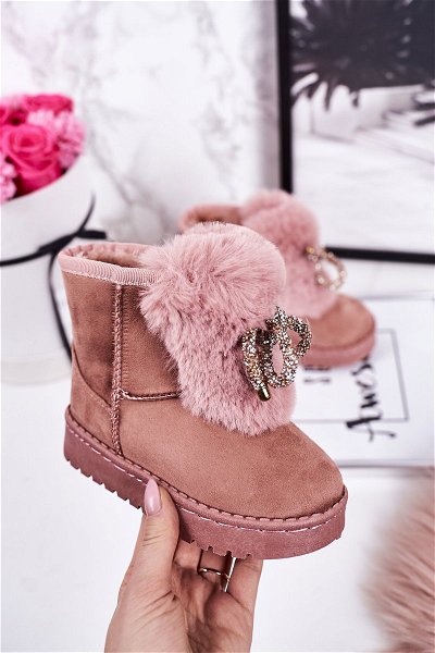 Vaikiški sniego batai kailiu, zomša rožinė Amelia